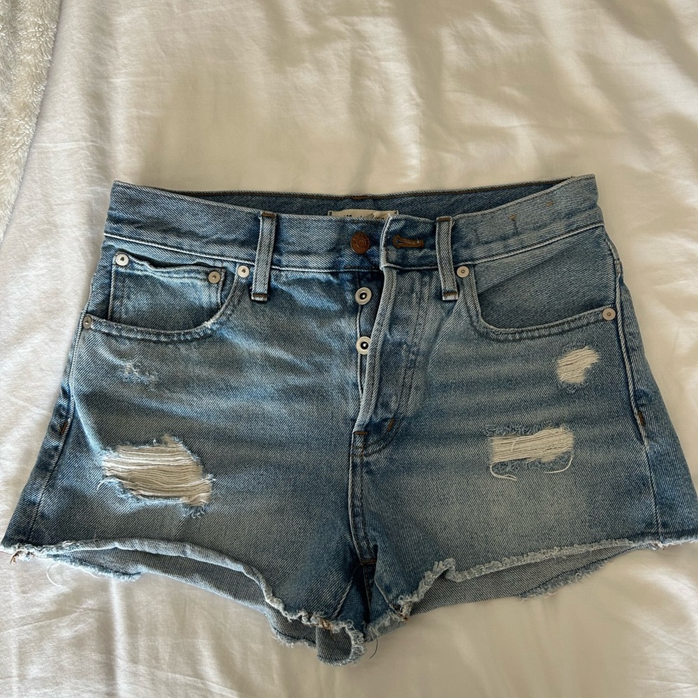 Madewell Blue Distressed Jean Shorts